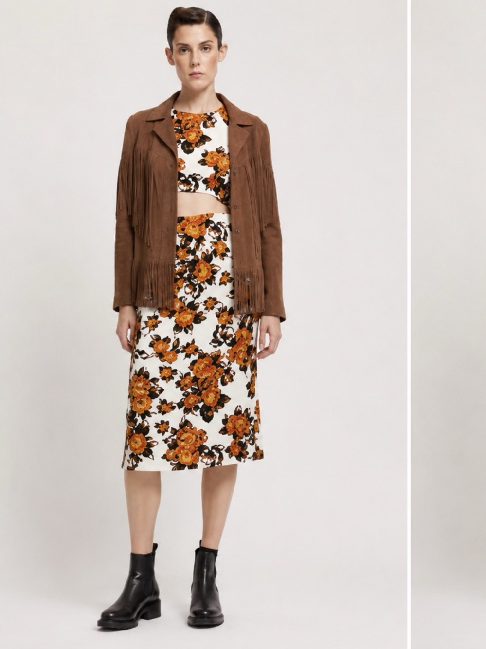 Suno Floral Tank Dress with Mid-riff Cutout